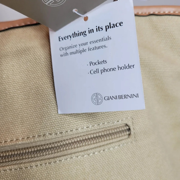 Giani Bernini Khaki Tan Canvas Shoulder Tote Hand Bag NEW with Tags - Picture 14 of 14